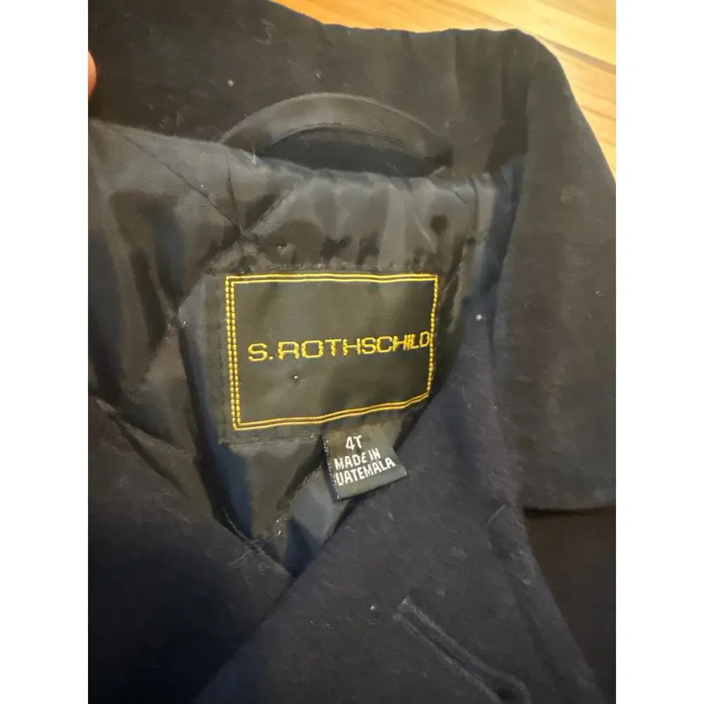S Rothschild John John Wool Blend Winter Coat Boys 4T Navy Dress Jacket